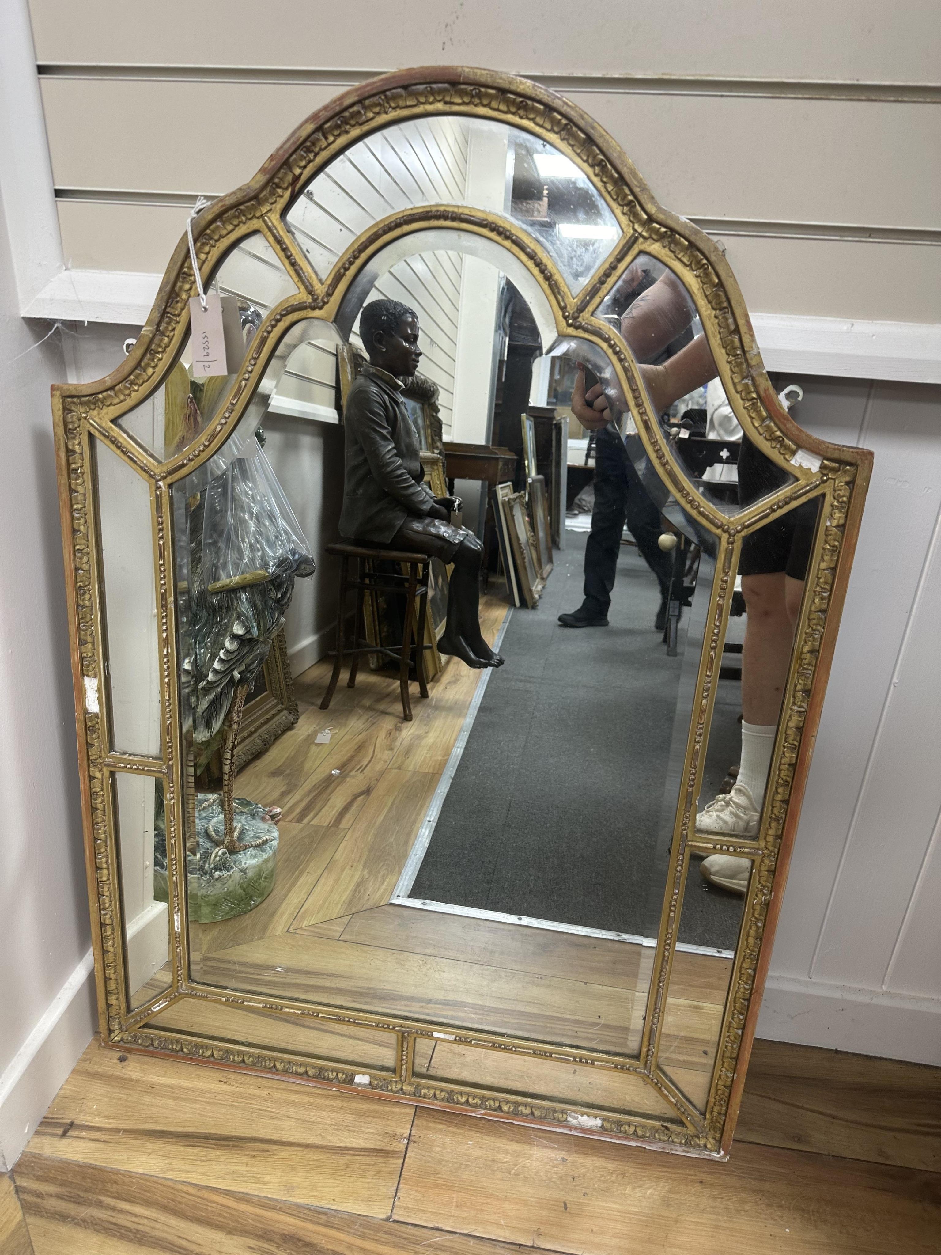 An 18th century style giltwood and composition marginal plate wall mirror, width 76cm, height 108cm. Condition - fair